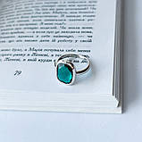 Срібне кільце Proba з аквамарином nano, вага виробу 3,74 г (2140146) 18 розмір, фото 3