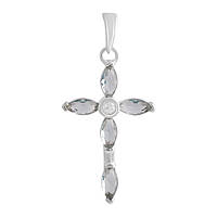 Срібний хрестик Proba з топазом Лондон Блю 2.529ct, фіанітами (2140993)