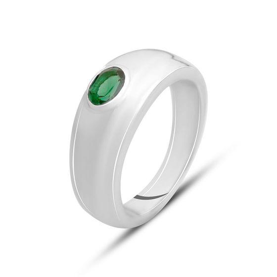 Срібне кільце Proba зі смарагдом nano 0.342ct, вага виробу 5,72 г (2141143) 18 розмір, фото 1