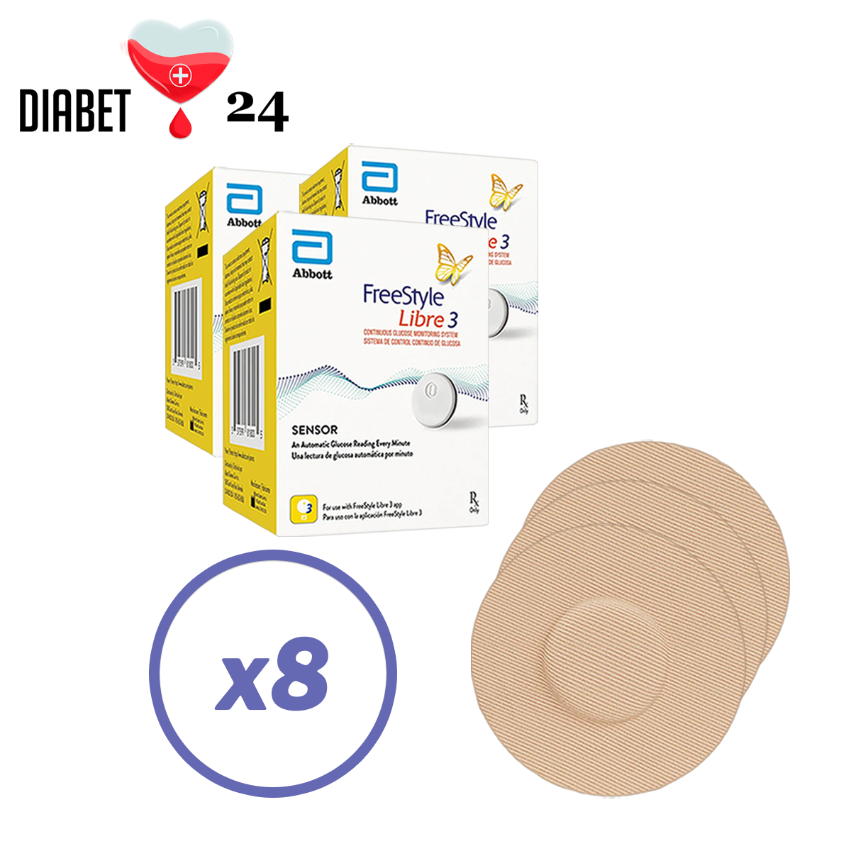 Сенсор FreeStyle Libre 3 (Фристайл Лібре 3) 8 уп. і 8 тейпів у комплекті, фото 1