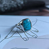 Срібне кільце Proba з бірюзою, вага виробу 4,57 г (2176558) 18 розмір, фото 5