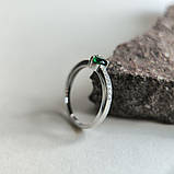 Срібне кільце Proba зі смарагдом nano 0.586ct, вага виробу 2,09 г (2192114) 18 розмір, фото 2