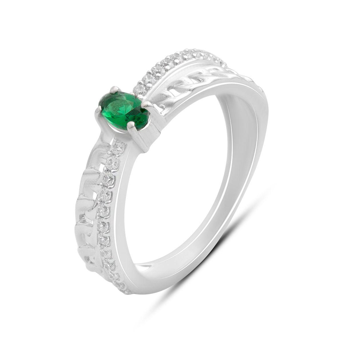 Срібне кільце Proba зі смарагдом nano 0.518ct, вага виробу 2,63 г (2192138) 18.5 розмір, фото 1