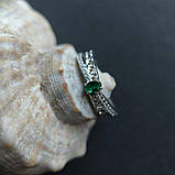 Срібне кільце Proba зі смарагдом nano 0.518ct, вага виробу 2,63 г (2192138) 18.5 розмір, фото 3