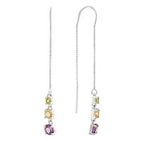 Срібні сережки Proba з натуральним аметистом 1.783ct, цитрином, хризолітом (2192282)