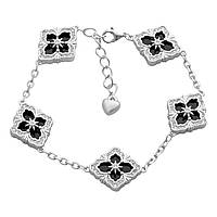 Срібний браслет Proba з натуральним оніксом, фіанітами, вага виробу 11,36 г (2177432) 1720 розмір