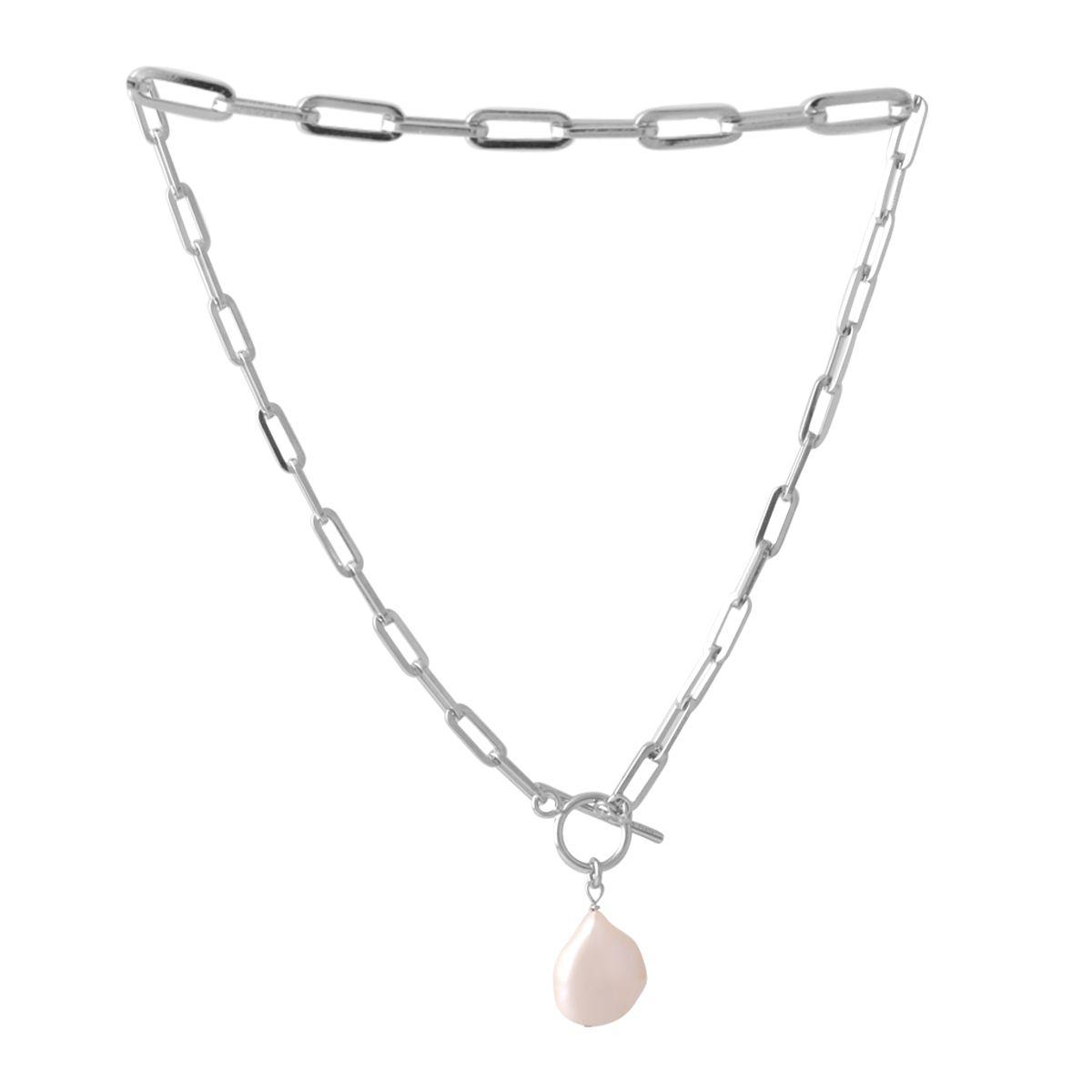 Срібне кольє Proba з натуральними перлами барочним, вага виробу 19,64 г (2056621) 550 розмір, фото 1