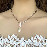 Срібне кольє Proba з натуральними перлами барочним, вага виробу 19,64 г (2056621) 550 розмір, фото 2