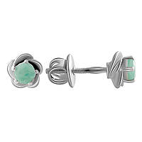 Срібні сережки Proba з натуральним смарагдом 0.45ct (2058786)