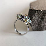 Срібне кільце Proba з натуральним аметистом 4.128ct, цитрином, хризолітом, топазом, вага виробу 3,75 гр, фото 2