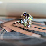 Срібне кільце Proba з натуральним аметистом 4.128ct, цитрином, хризолітом, топазом, вага виробу 3,75 гр, фото 5