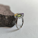 Срібне кільце Proba з натуральним аметистом 3.306ct, цитрином, хризолітом, вага виробу 3,18 г (2193272), фото 2