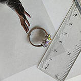 Срібне кільце Proba з натуральним аметистом 3.306ct, цитрином, хризолітом, вага виробу 3,18 г (2193272), фото 4