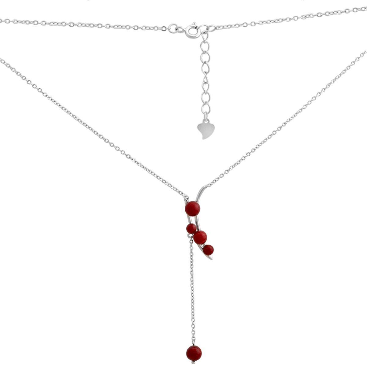 Срібне кольє Proba з коралом, вага виробу 4,03 г (2147152) 400450 розмір, фото 1