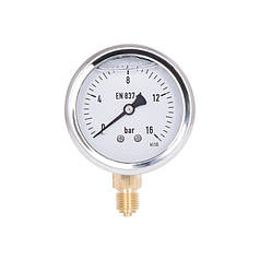 Thermo Alliance Forte Манометр гліцериновий d63 мм, 1/4"Н із нижнім під'єднанням (латунь) 0–16 барів TAF170G16B