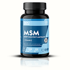 МСМ - MSM - Метилсульфонилметан - 1500 мг. з вітаміном С - Garo Nutrition для суглобів волосся та шкіри 120 капсул