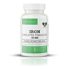 Залізо хелат фумарат 18 мг. En`vie Lab БІО активна форма 50 капсул