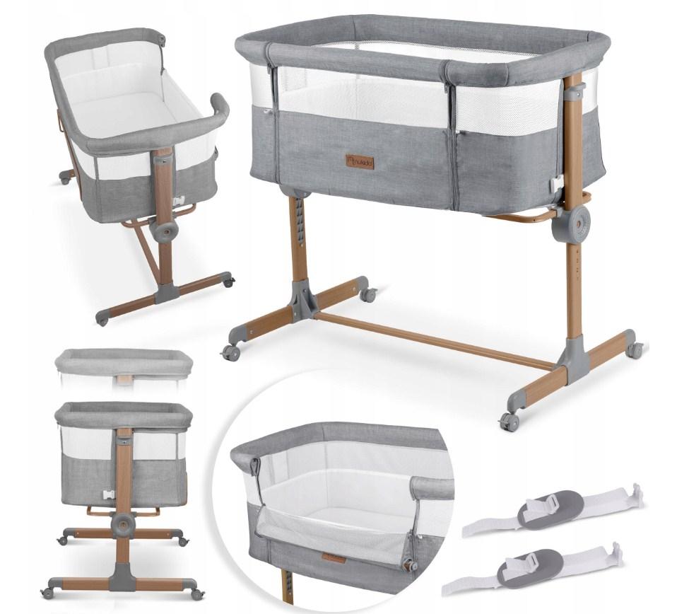 Дитяче ліжко Nukido з регулюванням висоти та кріпленням до ліжка NK-243 724302 Сіре/беж, фото 1