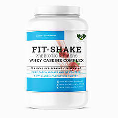 Протеїн казеїновий комплексний з колагеном л карнітин клітковина FitShake для схуднення 1200 г. полуниця