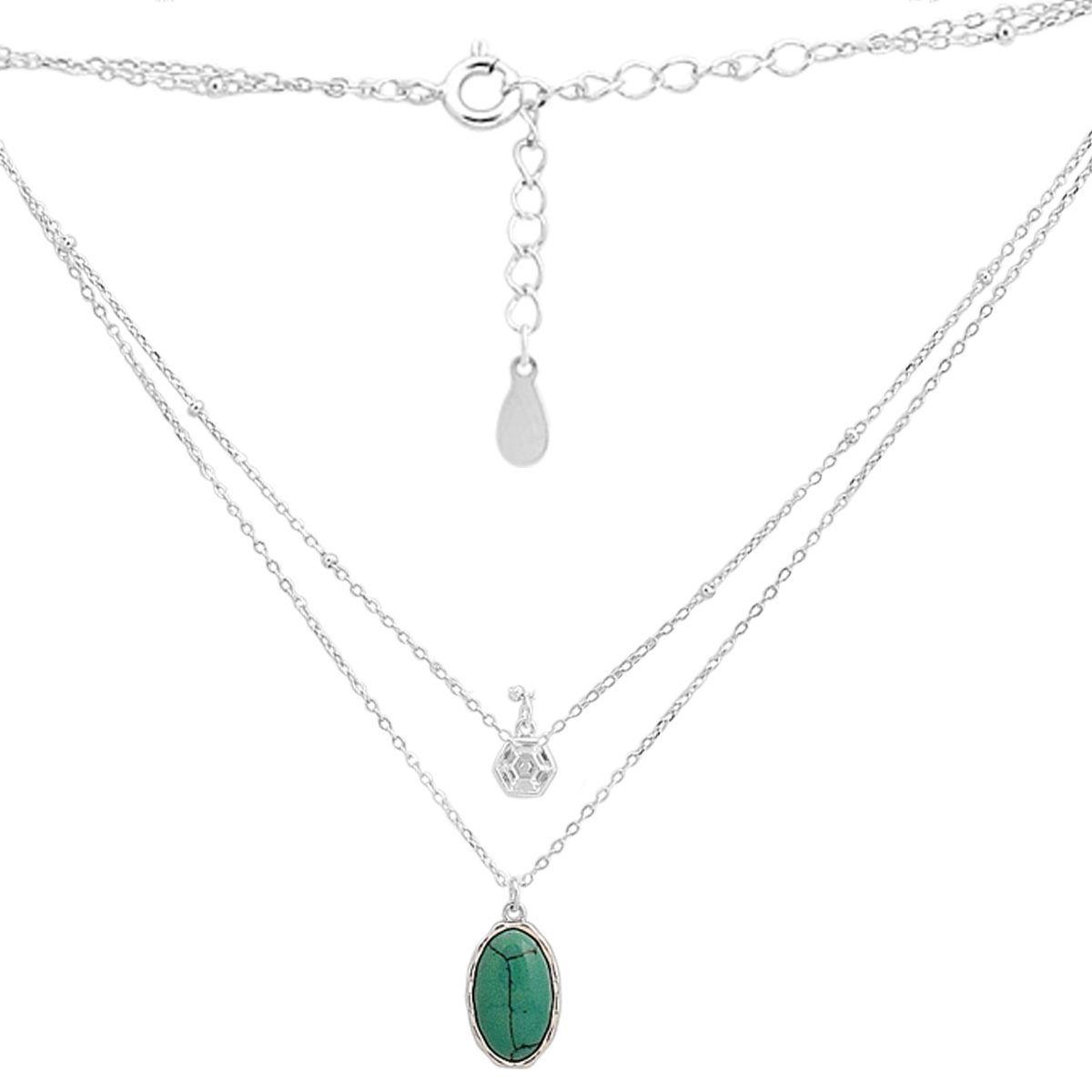 Срібне кольє Proba з бірюзою, вага виробу 5,04 г (2160137) 450500 розмір, фото 1