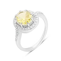 Срібне кільце Proba з натуральним зеленим кварцем 2.698ct, фіанітами, вага виробу 3,43 г (2162056) 18