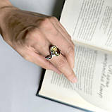 Срібне кільце Proba з натуральним зеленим кварцем 4.895ct, фіанітами, вага виробу 4,72 г (2162148) 17.5, фото 6