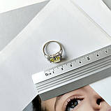 Срібне кільце Proba з натуральним зеленим кварцом 5.04ct, фіанітами, вага виробу 5,11 г (2162193) 17.5, фото 4