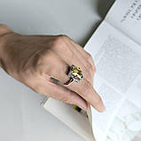 Срібне кільце Proba з натуральним зеленим кварцом 5.04ct, фіанітами, вага виробу 5,11 г (2162193) 17.5, фото 6