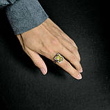 Срібне кільце Proba з натуральним зеленим кварцом 5.04ct, фіанітами, вага виробу 5,11 г (2162193) 17.5, фото 7