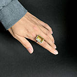 Срібне кільце Proba з натуральним зеленим кварцом 14.86ct, фіанітами, вага виробу 8,66 г (2162285) 17.5, фото 3