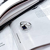 Срібне кільце Proba з натуральним сапфіром 2.13ct, фіанітами, вага виробу 3,03 г (2162612) 18.5 розмір, фото 2