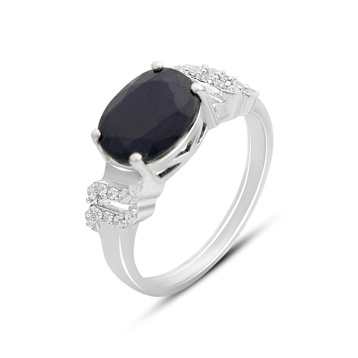 Срібне кільце Proba з натуральним сапфіром 3.507ct, фіанітами, вага виробу 3,33 г (2162667) 17.5 розмір, фото 1