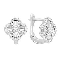 Срібні сережки Конюшина 11 мм Proba з фіанітами (2182726)