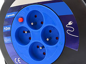 Мережевий подовжувач на котушці ALFA ALECR10M 16 А 10 м 4 розетки, фото 4