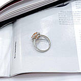 Срібне кільце Proba з натуральним золотистим кварцем, фіанітами, вага виробу 3,74 г (2163350) 17.5 розмір, фото 4