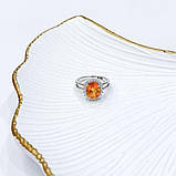 Срібне кільце Proba з натуральним золотистим кварцем, фіанітами, вага виробу 3,74 г (2163350) 17.5 розмір, фото 7