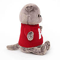 М'яка іграшка котик Басик 30 см M16177-6 в червоному светрі, фото 2