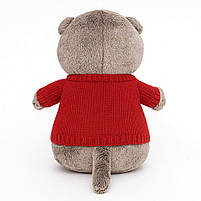 М'яка іграшка котик Басик 30 см M16177-6 в червоному светрі, фото 3