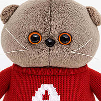 М'яка іграшка котик Басик 30 см M16177-6 в червоному светрі, фото 4