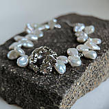 Срібний браслет Proba з натуральними перлами барочним, вага виробу 16,48 г (2183679) 1720 розмір, фото 4