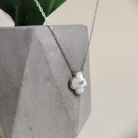 Срібне кольє Proba з натуральним перламутром, фіанітами, вага виробу 4,28 г (60002204) 400450 розмір, фото 1