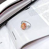 Срібне кільце Proba з натуральним золотом кварцом 4.448ct, фіанітами, вага виробу 4,73 г (2165576) 17.5, фото 2