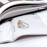 Срібне кільце Proba з натуральним золотом кварцом 4.448ct, фіанітами, вага виробу 4,73 г (2165576) 17.5, фото 4