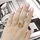 Срібне кільце Proba з натуральним золотистим кварцем 4.735ct, фіанітами, вага виробу 5,12 г (2165729) 18, фото 5