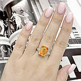 Срібне кільце Proba з натуральним золотом кварцом 7.153ct, фіанітами, вага виробу 5,35 г (2165767) 18, фото 8