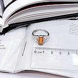 Срібне кільце Proba з натуральним золотом кварцом 2.783ct, фіанітами, вага виробу 4,02 г (2165798) 18.5, фото 4