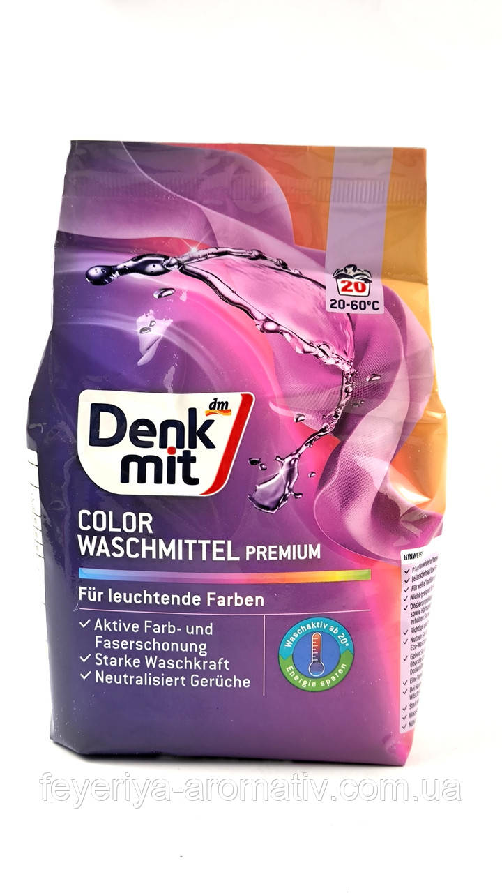 Пральний порошок для кольорових тканин Denkmit Colorwaschmittel 1,35 кг 20 циклів прання Німеччина