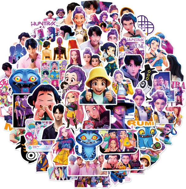 Набір наліпок Кпоп мисливиці на демонів KPop Demon Hunters 60 штук стікерпак на телефон ноутбук гаджети, фото 1
