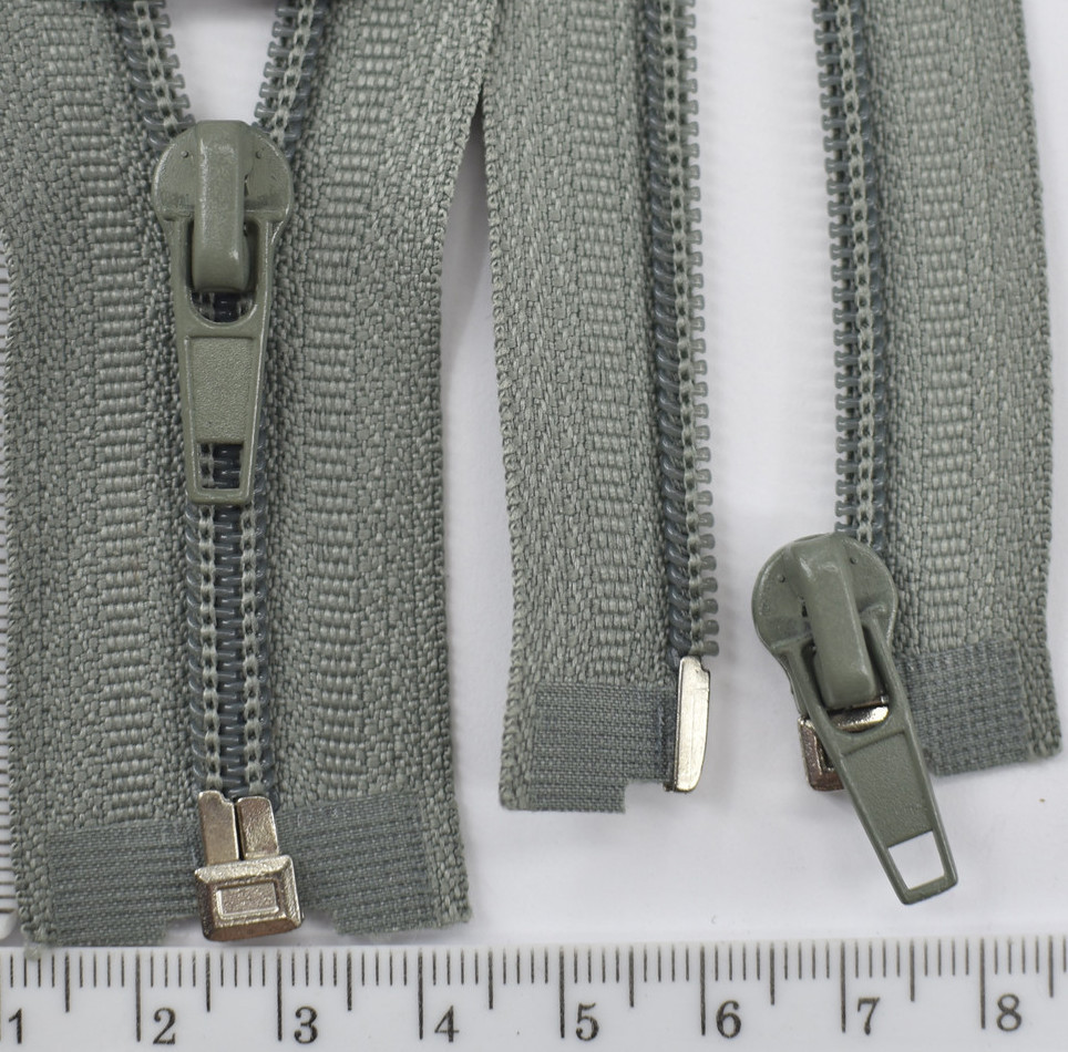 Блискавка спіральна No 5 роз'ємна, 75 см 1 бігунок колір сіро-зелений, фото 1