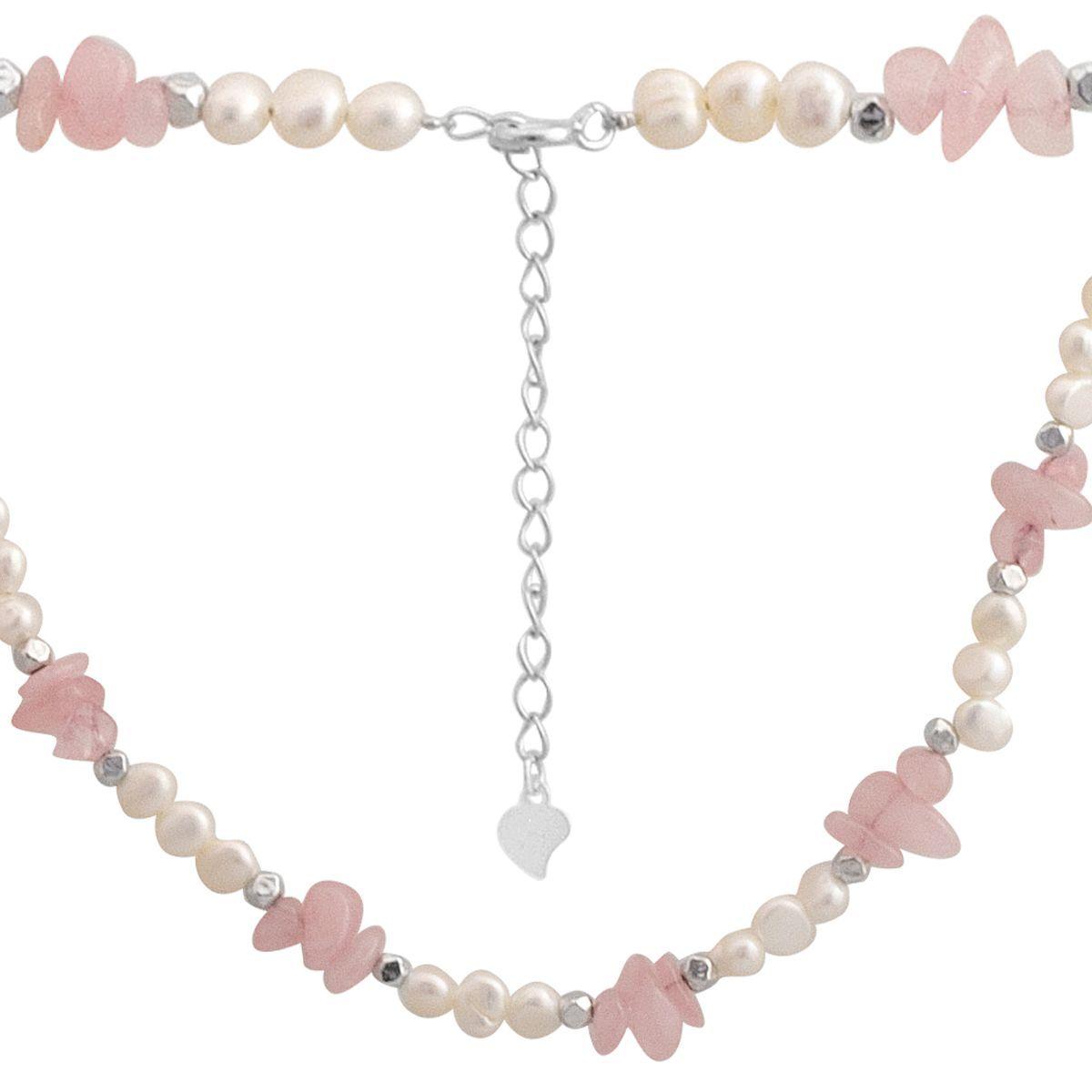 Срібне кольє Proba з натуральними перлами барочним, кварцем, вага виробу 19,7 г (2184898) 400450 розмір, фото 1